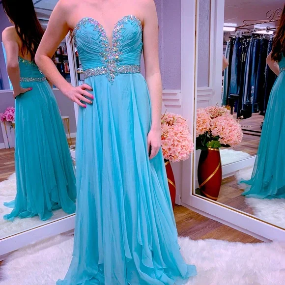 Dresses | Long Aqua Blue Prompageant Dress | Poshmark